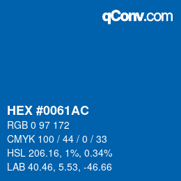 Color code: HEX #0061AC | qconv.com