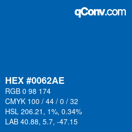 Color code: HEX #0062AE | qconv.com