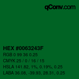 Code couleur: HEX #0063243F | qconv.com