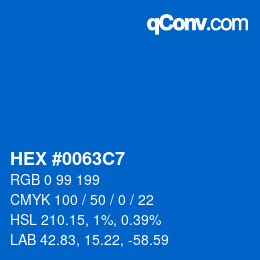 颜色代码: HEX #0063C7 | qconv.com