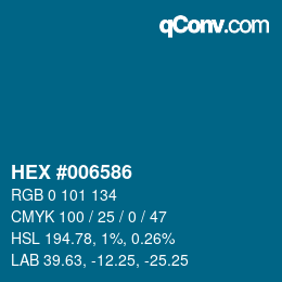 颜色代码: HEX #006586 | qconv.com