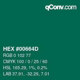 颜色代码: HEX #00664D | qconv.com