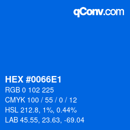 Color code: HEX #0066E1 | qconv.com