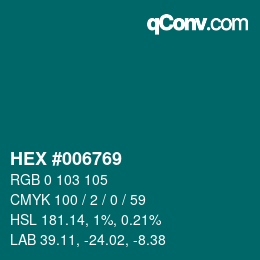 Color code: HEX #006769 | qconv.com