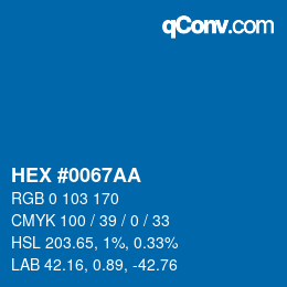 Color code: HEX #0067AA | qconv.com