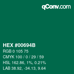 Farbcode: HEX #00694B | qconv.com