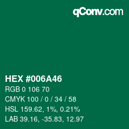 Color code: HEX #006A46 | qconv.com
