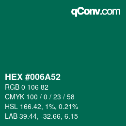 Color code: HEX #006A52 | qconv.com
