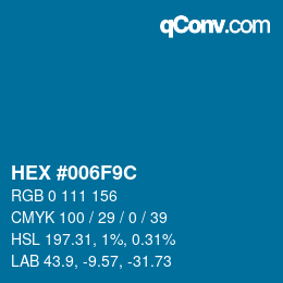 颜色代码: HEX #006F9C | qconv.com