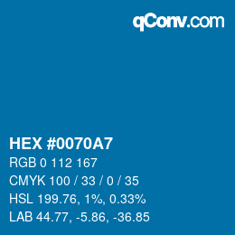 Color code: HEX #0070A7 | qconv.com