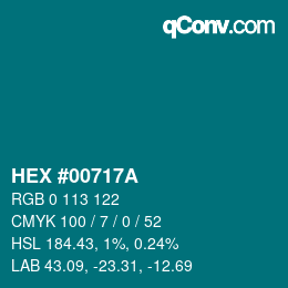 Color code: HEX #00717A | qconv.com