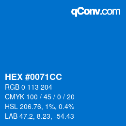 Código de color: HEX #0071CC | qconv.com