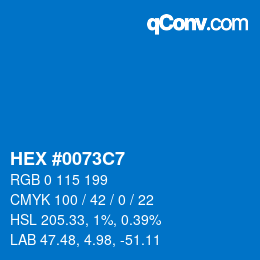 颜色代码: HEX #0073C7 | qconv.com