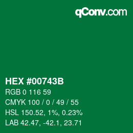 Farbcode: HEX #00743B | qconv.com