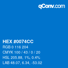 Código de color: HEX #0074CC | qconv.com