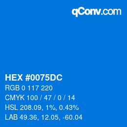 Color code: HEX #0075DC | qconv.com