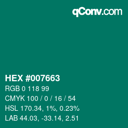 Color code: HEX #007663 | qconv.com