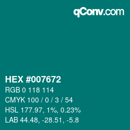 Código de color: HEX #007672 | qconv.com