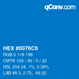 Color code: HEX #0076C6 | qconv.com