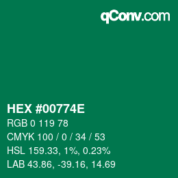 Color code: HEX #00774E | qconv.com