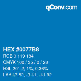 颜色代码: HEX #0077B8 | qconv.com