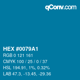 颜色代码: HEX #0079A1 | qconv.com