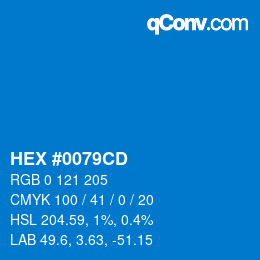 Color code: HEX #0079CD | qconv.com