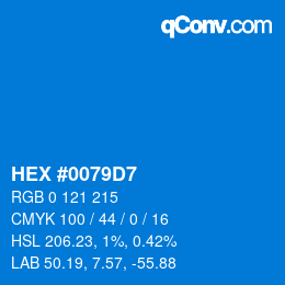 颜色代码: HEX #0079D7 | qconv.com