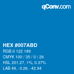 颜色代码: HEX #007ABD | qconv.com
