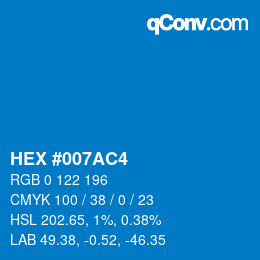 カラーコード: HEX #007AC4 | qconv.com