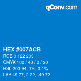 颜色代码: HEX #007ACB | qconv.com