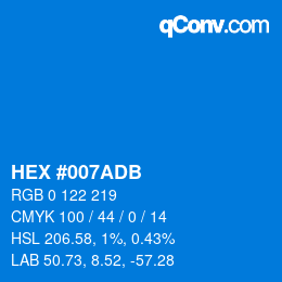 Color code: HEX #007ADB | qconv.com