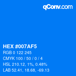 Color code: HEX #007AF5 | qconv.com