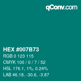 Color code: HEX #007B73 | qconv.com