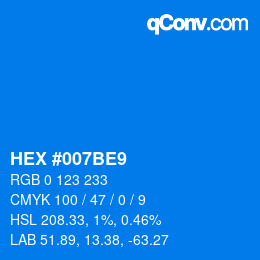 Code couleur: HEX #007BE9 | qconv.com
