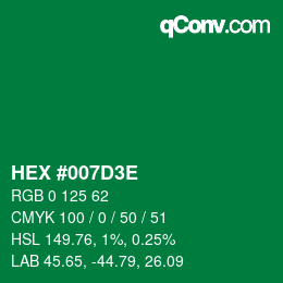 Color code: HEX #007D3E | qconv.com