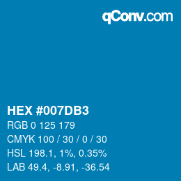 颜色代码: HEX #007DB3 | qconv.com