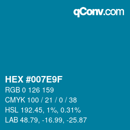 Farbcode: HEX #007E9F | qconv.com