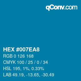 颜色代码: HEX #007EA8 | qconv.com