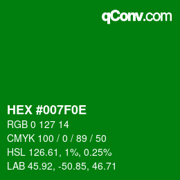 Color code: HEX #007F0E | qconv.com