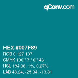 Color code: HEX #007F89 | qconv.com