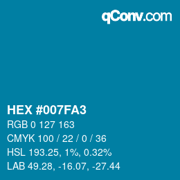 颜色代码: HEX #007FA3 | qconv.com
