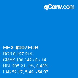 Color code: HEX #007FDB | qconv.com