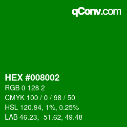 Color code: HEX #008002 | qconv.com