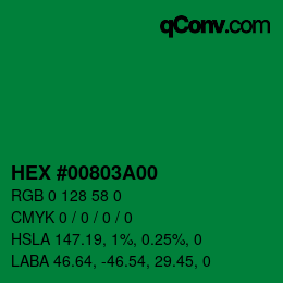 Farbcode: HEX #00803A00 | qconv.com