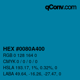 Farbcode: HEX #0080A400 | qconv.com
