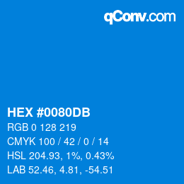 Color code: HEX #0080DB | qconv.com