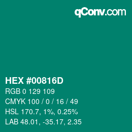 Color code: HEX #00816D | qconv.com