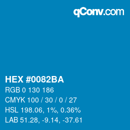 カラーコード: HEX #0082BA | qconv.com