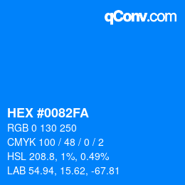 Color code: HEX #0082FA | qconv.com